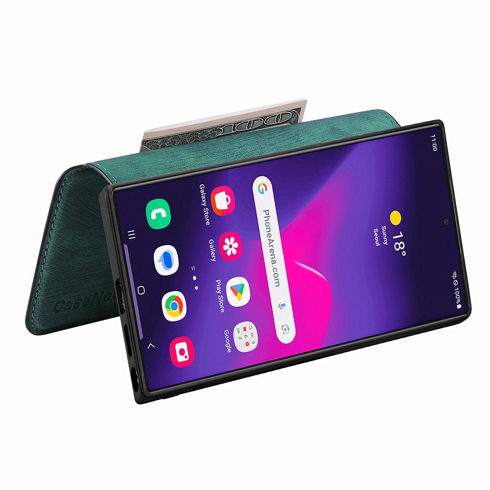 CASENEO MW-03 For Samsung Galaxy S24 Ultra Case Retro Leather Coated TPU Phone Cover 2 in 1 Detachable - Green CASENEO MW-03 For Samsung Galaxy S24 Ultra Case Retro Leather Coated TPU Phone Cover 2 in 1 Detachable - Green